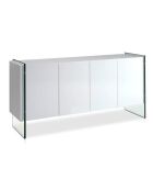 Buffet laqué 4 portes côté en verre trempé blanc - 170x43x77 cm