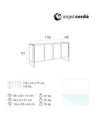 Buffet laqué 4 portes côté en verre trempé blanc - 170x43x77 cm