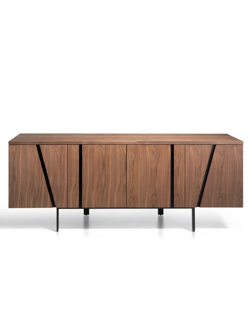 Buffet 4 portes noyer noir - 191x50x74 cm