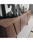 Buffet 4 portes noyer noir - 191x50x74 cm