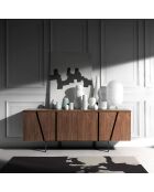 Buffet 4 portes noyer noir - 191x50x74 cm