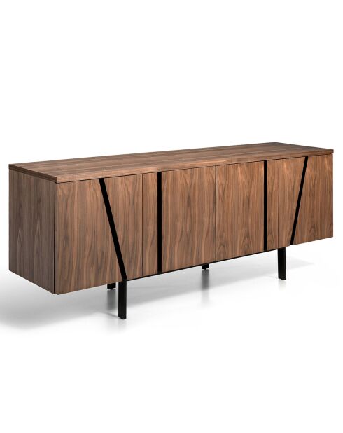 Buffet 4 portes noyer noir - 191x50x74 cm