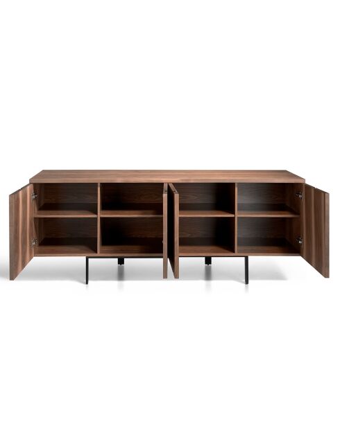 Buffet 4 portes noyer noir - 191x50x74 cm