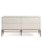 Buffet laqué 4 tiroirs gris/noyer - 160x45x80 cm