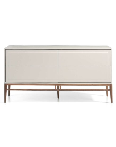 Buffet laqué 4 tiroirs gris/noyer - 160x45x80 cm