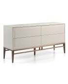 Buffet laqué 4 tiroirs gris/noyer - 160x45x80 cm