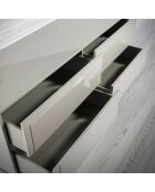 Buffet laqué 4 tiroirs gris/noyer - 160x45x80 cm