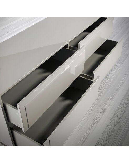 Buffet laqué 4 tiroirs gris/noyer - 160x45x80 cm