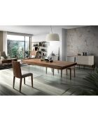 Buffet laqué 4 tiroirs gris/noyer - 160x45x80 cm
