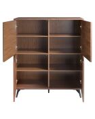 Buffet 2 portes en verre miroir noyer/noir - 110x45x124 cm