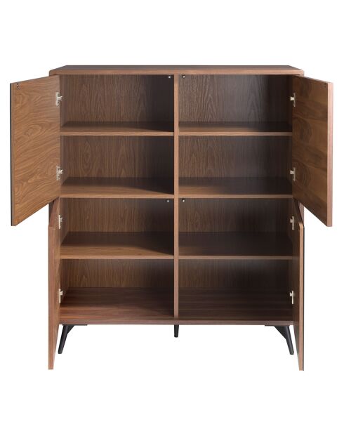 Buffet 2 portes en verre miroir noyer/noir - 110x45x124 cm