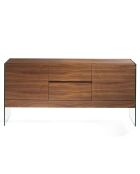 Buffet 4 portes en verre miroir noyer - 180x45x85 cm