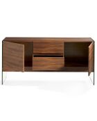 Buffet 4 portes en verre miroir noyer - 180x45x85 cm