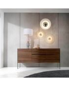 Buffet 4 portes en verre miroir noyer - 180x45x85 cm