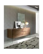 Buffet 4 portes en verre miroir noyer - 180x45x85 cm