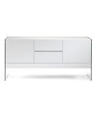 Buffet laqué 2 portes et 2 tiroirs blanc/transparent - 180x45x85 cm