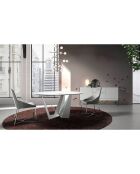 Buffet laqué 2 portes et 2 tiroirs blanc/transparent - 180x45x85 cm