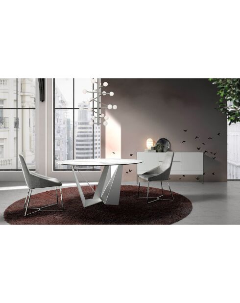Buffet laqué 2 portes et 2 tiroirs blanc/transparent - 180x45x85 cm