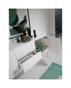 Buffet laqué 2 portes et 2 tiroirs blanc/transparent - 180x45x85 cm
