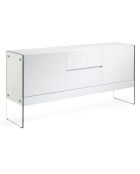 Buffet laqué 2 portes et 2 tiroirs blanc/transparent - 180x45x85 cm