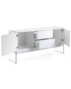 Buffet laqué 2 portes et 2 tiroirs blanc/transparent - 180x45x85 cm