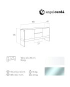 Buffet laqué 2 portes et 2 tiroirs blanc/transparent - 180x45x85 cm