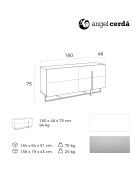Buffet laqué 4 doubles tiroirs blanc/argenté - 160x46x75 cm