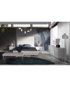 Buffet laqué 4 doubles tiroirs blanc/argenté - 160x46x75 cm