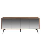 Buffet 4 portes en verre noyer/noir - 180x50x76 cm