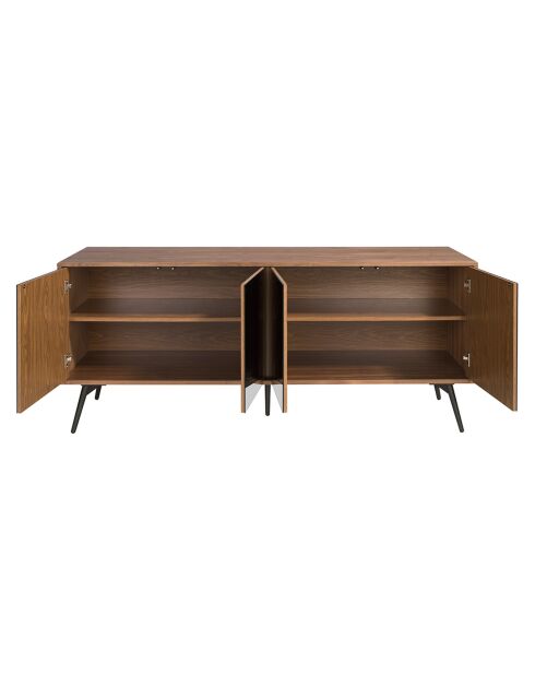 Buffet 4 portes en verre noyer/noir - 180x50x76 cm