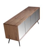 Buffet 4 portes en verre noyer/noir - 180x50x76 cm