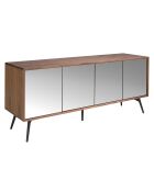 Buffet 4 portes en verre noyer/noir - 180x50x76 cm