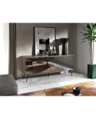 Buffet 4 portes en verre noyer/noir - 180x50x76 cm