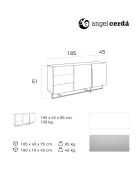 Buffet laqué 3 tiroirs et 2 portes blanc/argenté - 180x42x85 cm