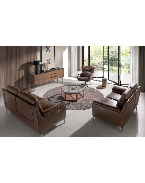 Sideboard mit Glasplatte 3 Schubladen Nussbaum/Schwarz - 200x50x81 cm