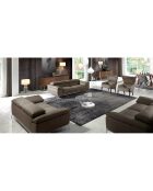 Buffet avec plateau en verre 3 tiroirs noyer/noir - 200x50x81 cm