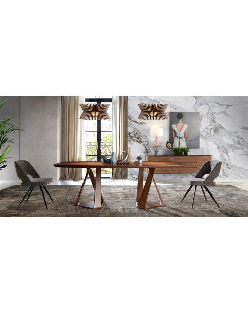 Dressoir met glazen blad 3 laden walnoot/zwart - 200x50x81 cm