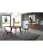 Buffet avec plateau en verre 3 tiroirs noyer/noir - 200x50x81 cm