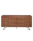 Buffet 4 portes noyer/acier chromé - 180x51x81 cm