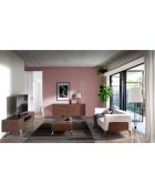Buffet 4 portes noyer/acier chromé - 180x51x81 cm