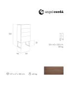 Chiffonnier 4 tiroirs noyer - 59x45x120 cm