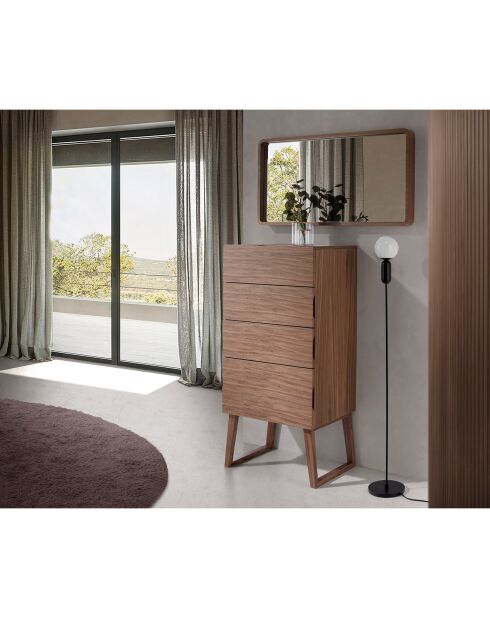 Chiffonier 4 laden walnoot - 59x45x120 cm
