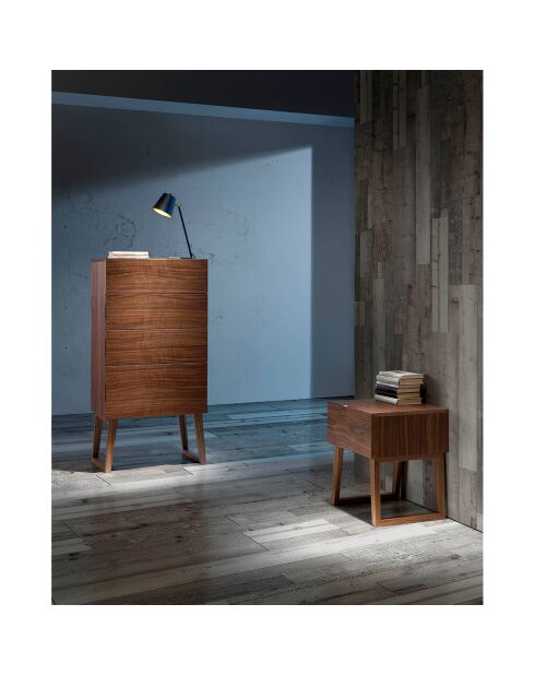 Chiffonnier 4 tiroirs noyer - 59x45x120 cm