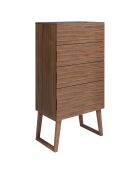 Chiffonnier 4 tiroirs noyer - 59x45x120 cm