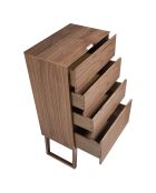 Chiffonnier 4 tiroirs noyer - 59x45x120 cm
