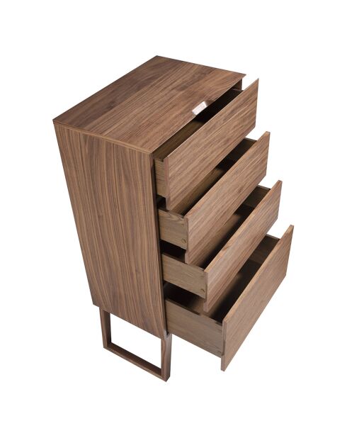 Chiffonnier 4 tiroirs noyer - 59x45x120 cm