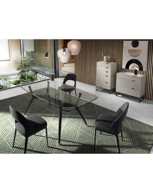 Chiffonnier laqué 5 tiroirs gris perle/noir - 60x45x111 cm