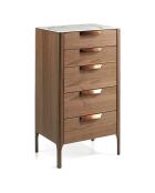 Chiffonnier avec plateau effet marbre noyer/blanc/gris/cuivre - 60x45x107 cm