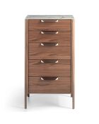 Chiffonnier avec plateau effet marbre noyer/blanc/gris/cuivre - 60x45x107 cm