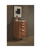 Chiffonnier avec plateau effet marbre noyer/blanc/gris/cuivre - 60x45x107 cm